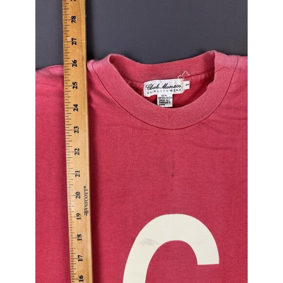 Vintage 90s Club Monaco Quality Wear Red Shirt C L U B Spell Out Design Rare Tee - Picture 11 of 11